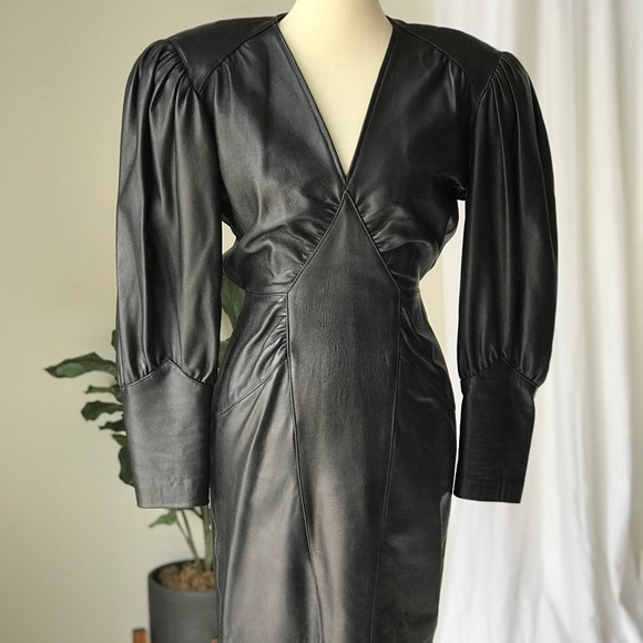 Vintage Dresses & Skirts - VTG Michael Hoban For North Beach Leather Dress